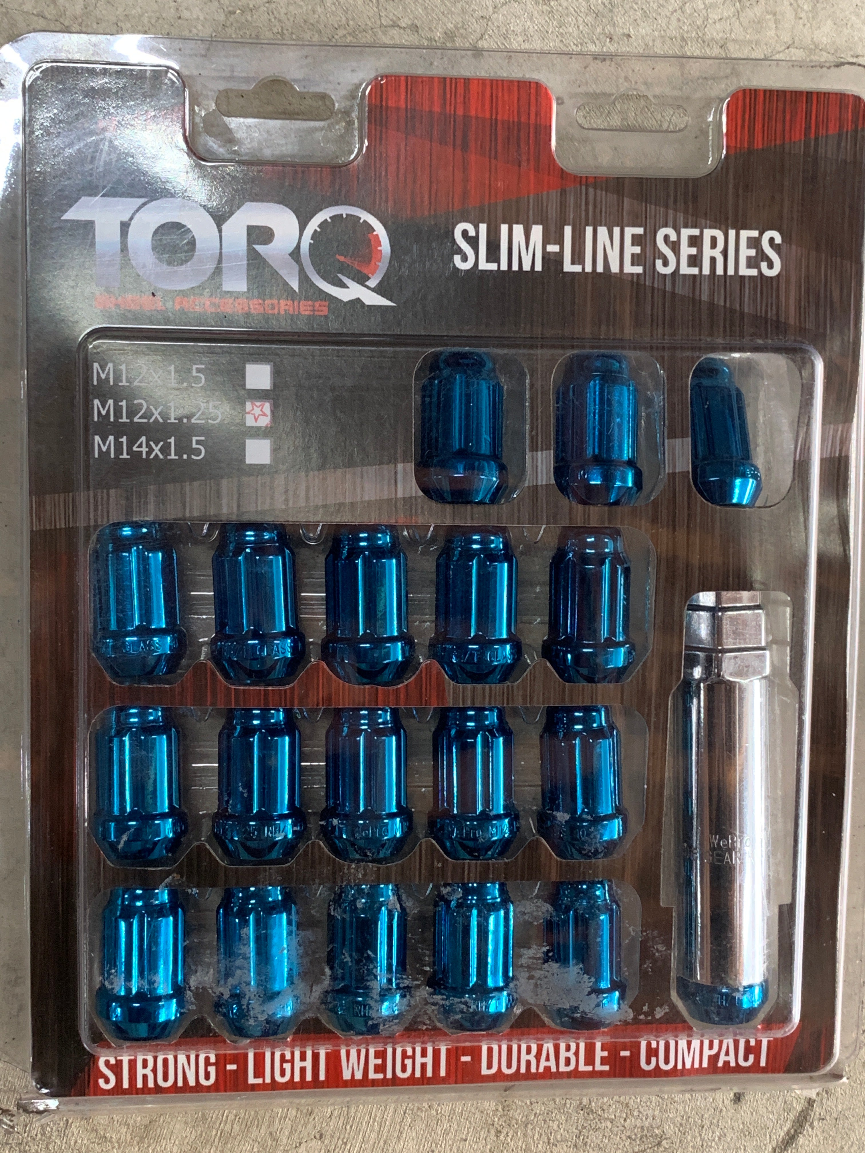NEW Torq Slim Line Wheel Nuts - Electric Blue
