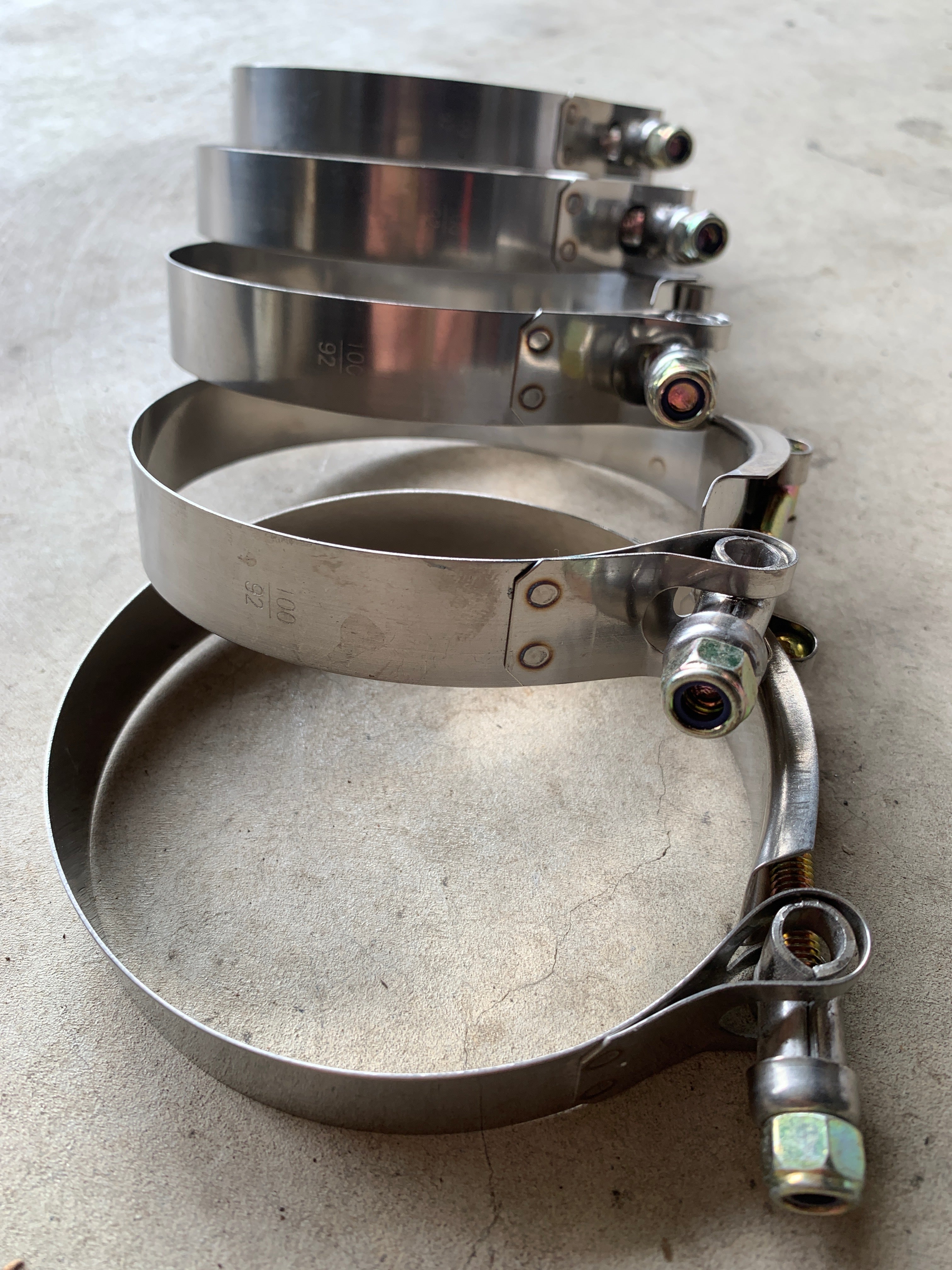 5x Hose T -Bolt Clamps 3.5" 92mm to 100mm