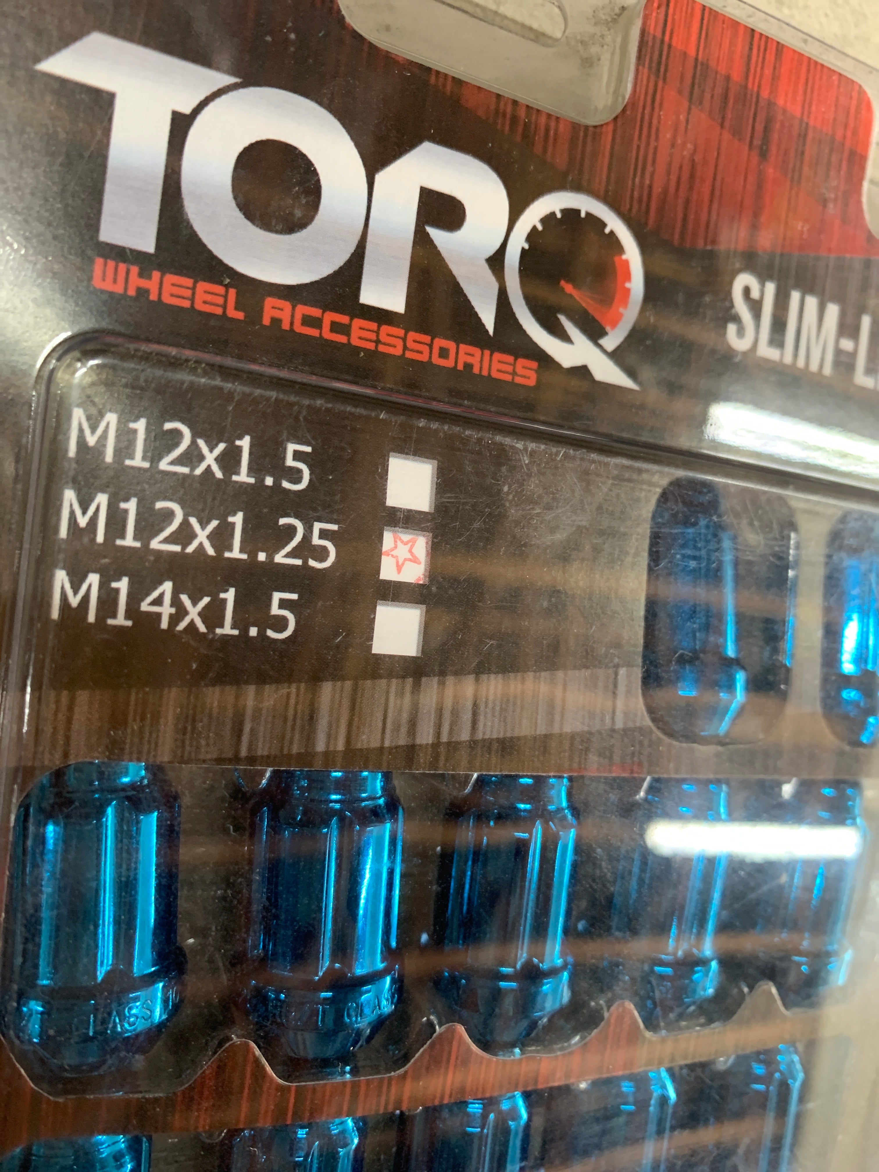 NEW Torq Slim Line Wheel Nuts - Electric Blue