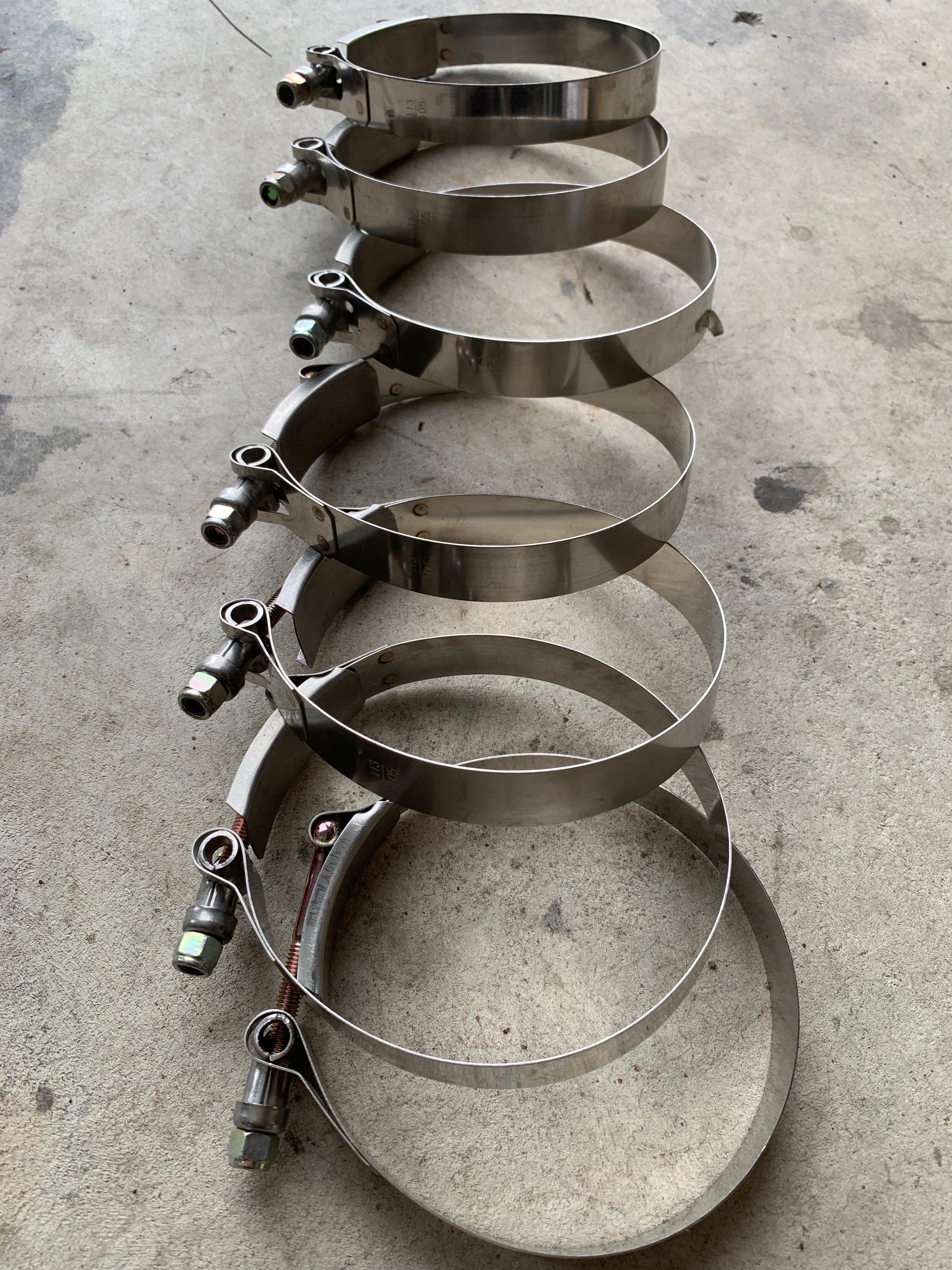 7x Hose T -Bolt Clamps 105-113mm