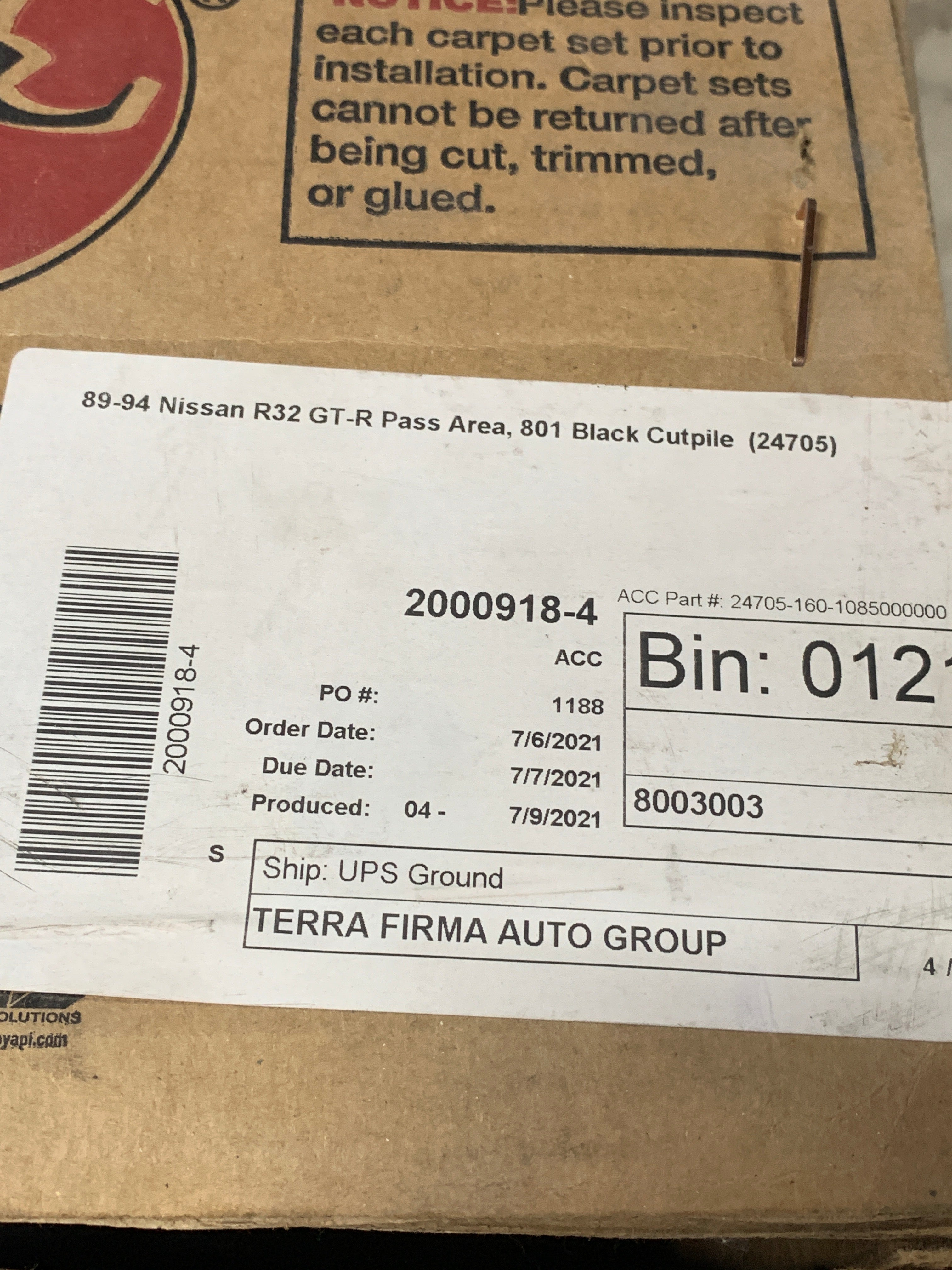 NEW Cabin Carpet Black, R32 GTR